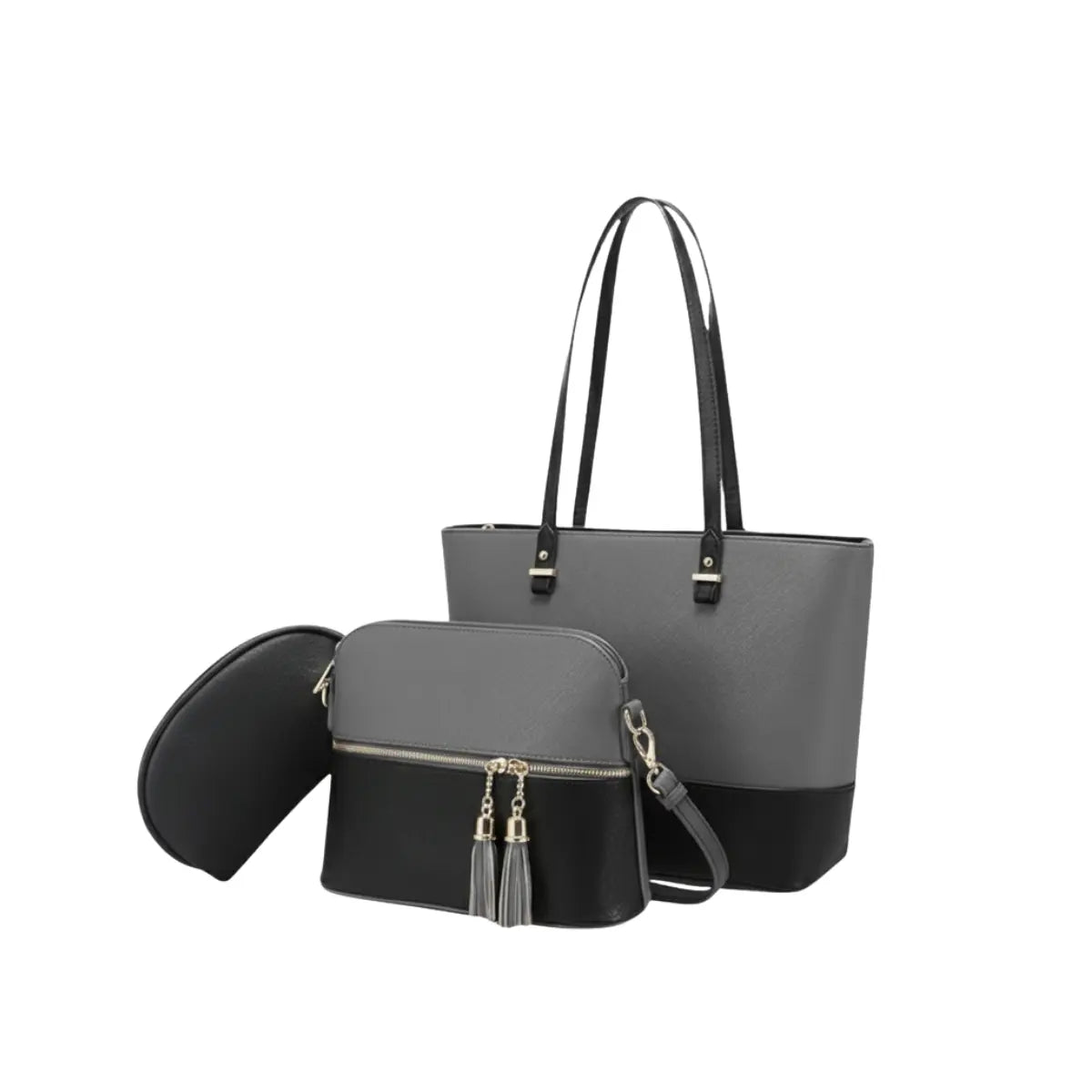 Premium Grey & Black 3-in-1 Handbag Set BE-3PC-TB-001