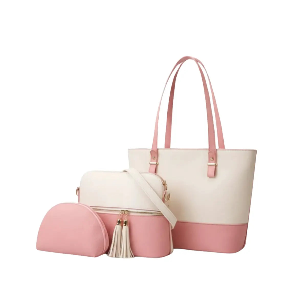Premium Pink & White 3-in-1 Handbag Set BE-3PC-TB-001