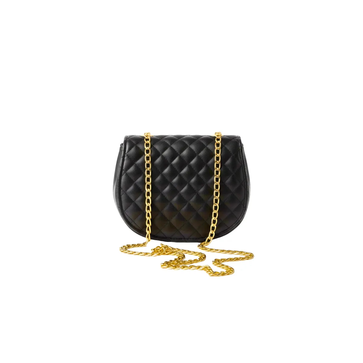Quilted Golden Chain Black Crossbody Bag BE-CB-006