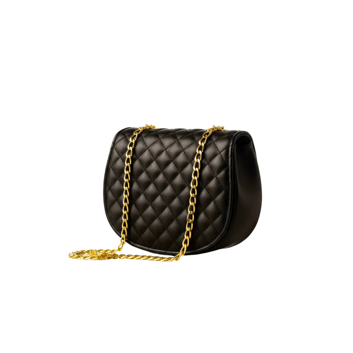 Quilted Golden Chain Black Crossbody Bag BE-CB-006