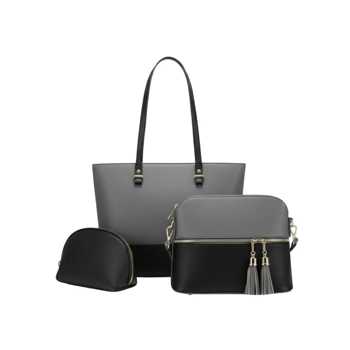 Premium Grey & Black 3-in-1 Handbag Set BE-3PC-TB-001