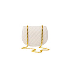 Quilted Golden Chain White Crossbody Bag BE-CB-006