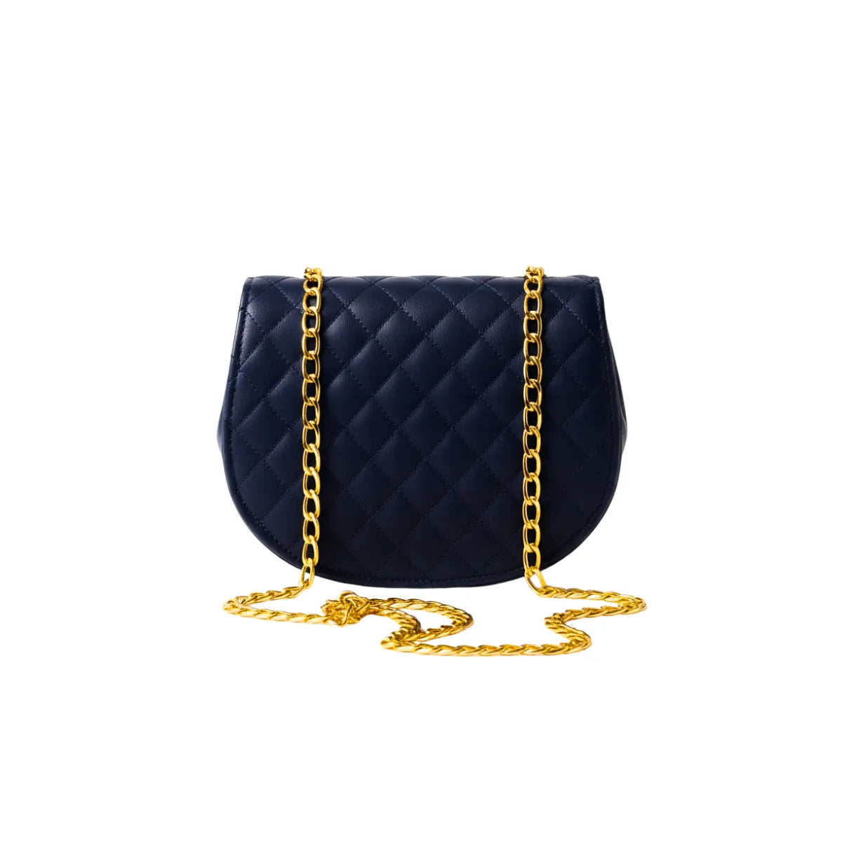Quilted Golden Chain Navy Blue Crossbody Bag BE-CB-006