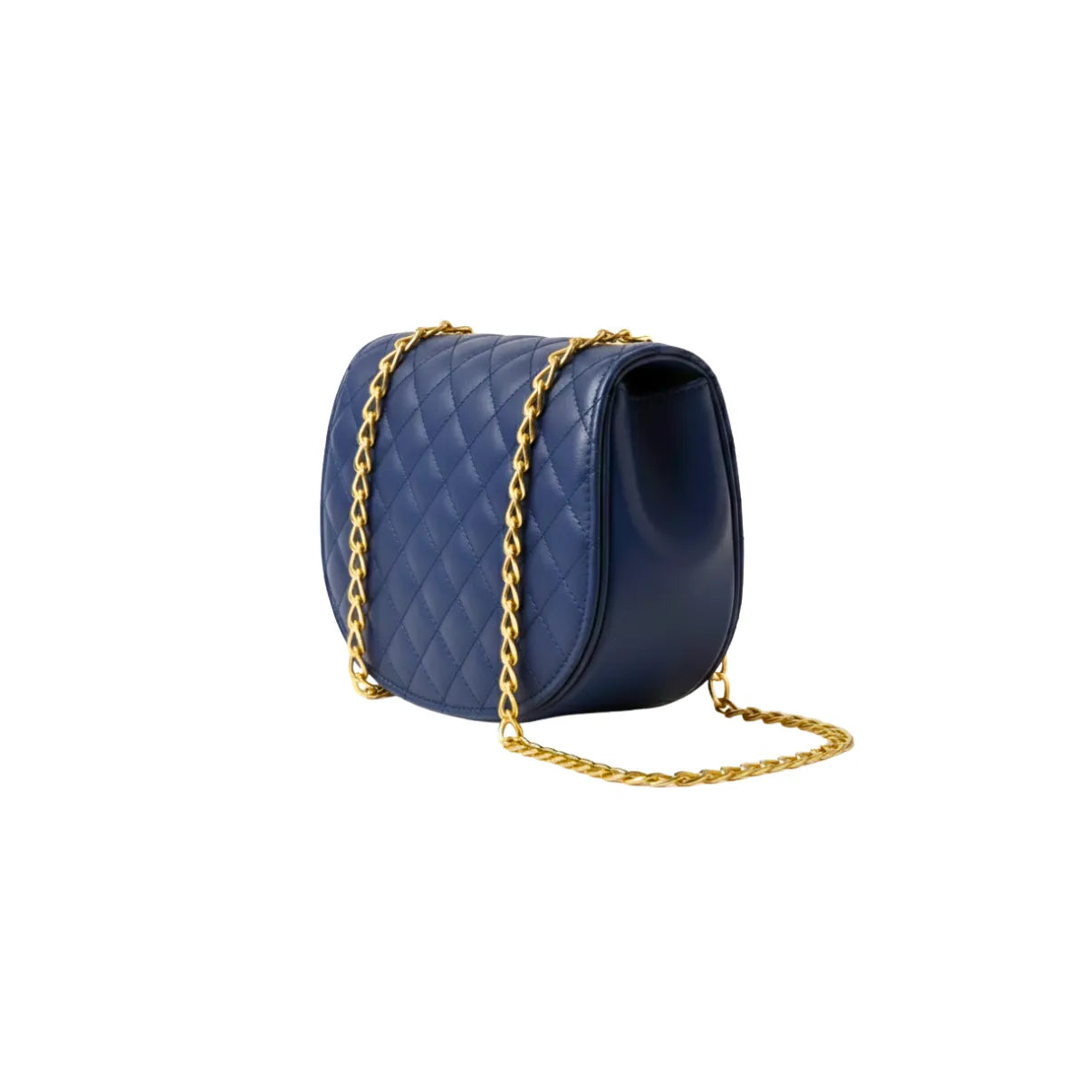 Quilted Golden Chain Navy Blue Crossbody Bag BE-CB-006