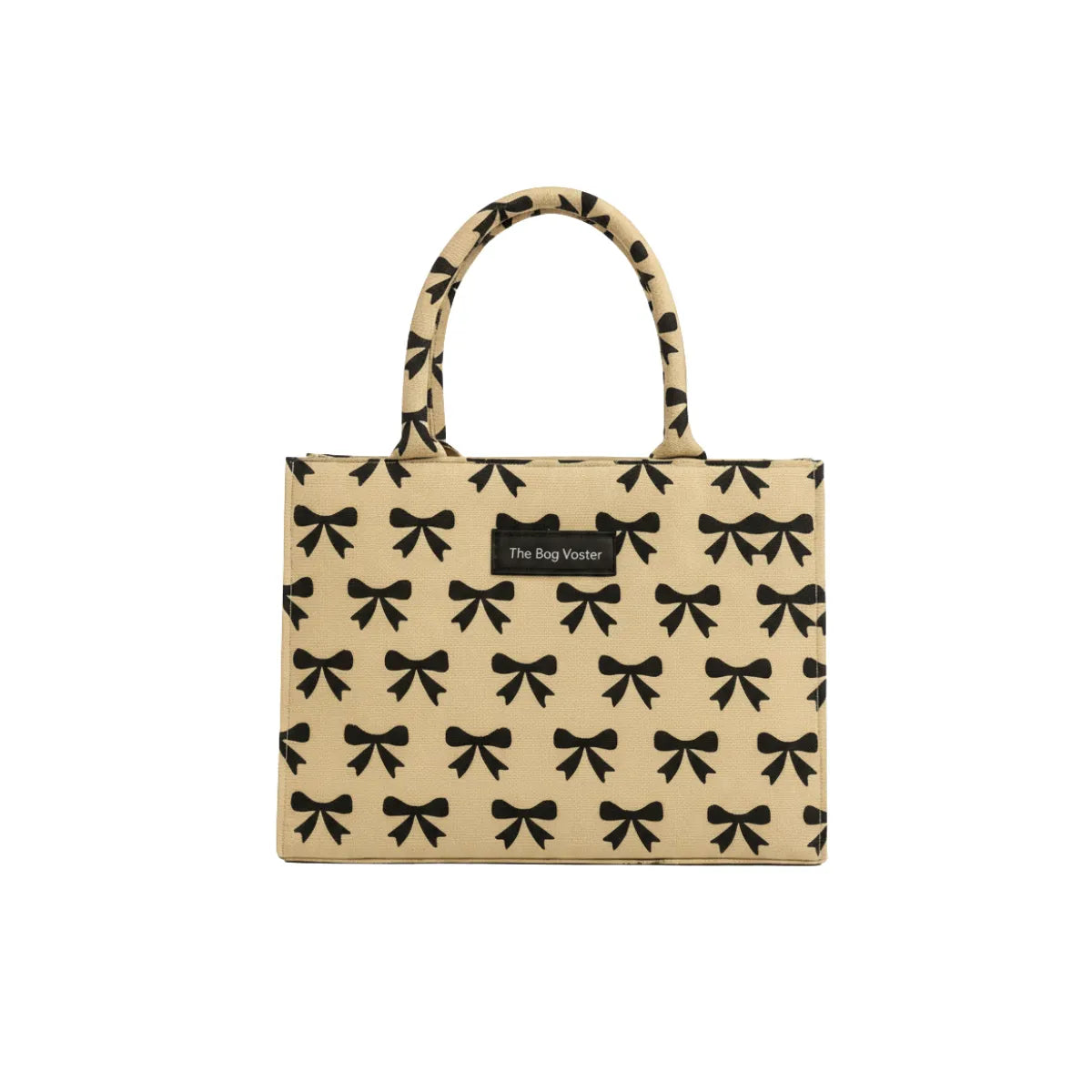 Trendy Beige & Black Printed Canvas Tote Bag BE-CB-005