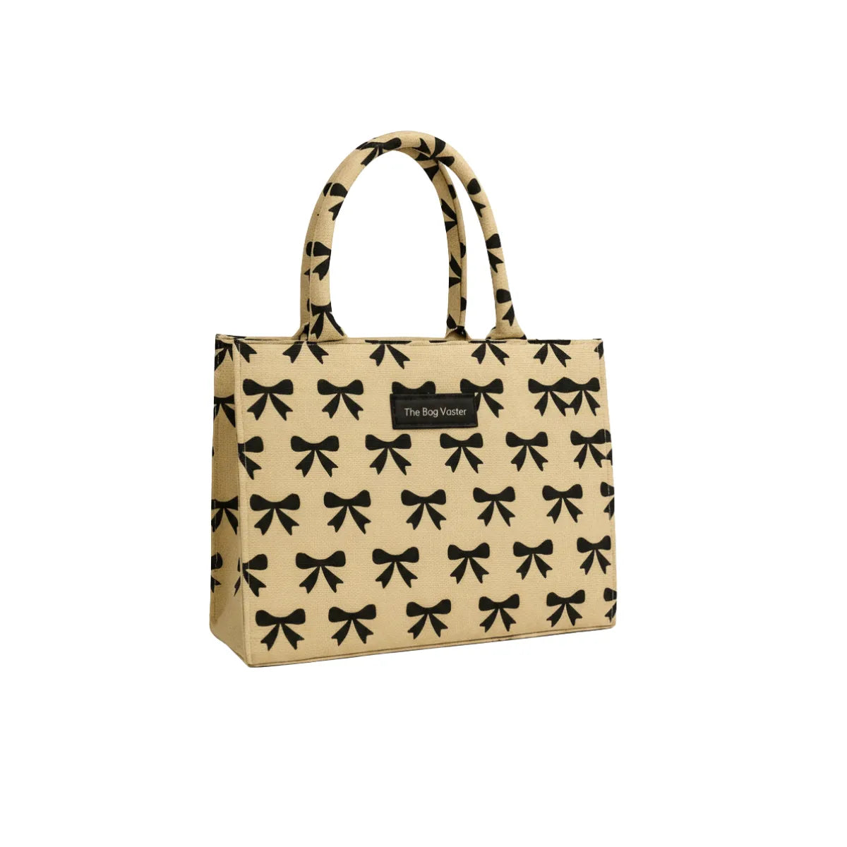 Trendy Beige & Black Printed Canvas Tote Bag BE-CB-005