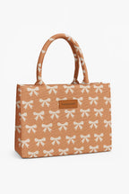 Trendy Pink & White Printed Canvas Tote Bag BE-CB-005