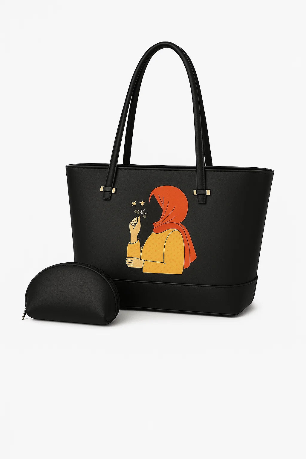 Hijab Girl Black Canvas Tote Bag BE-TB-009