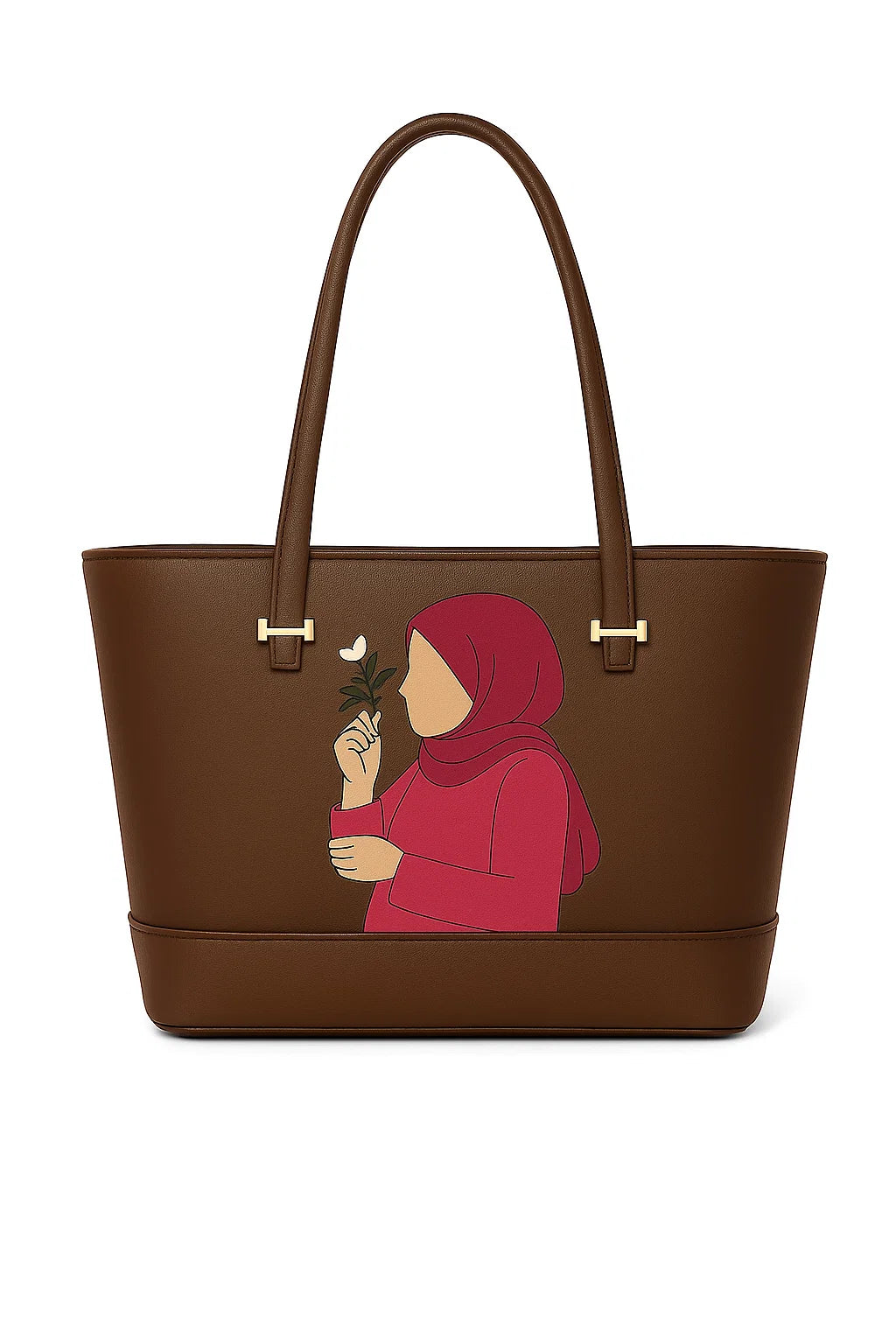 Hijab Girl Brown Canvas Tote Bag BE-TB-009