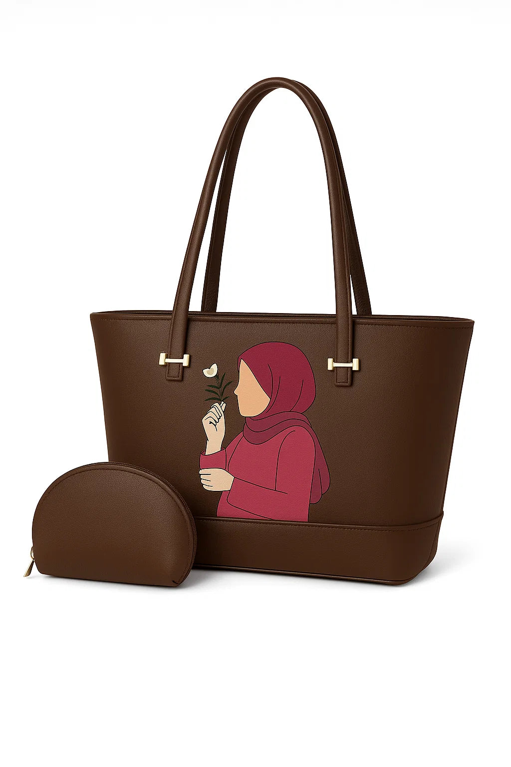 Hijab Girl Brown Canvas Tote Bag BE-TB-009