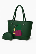 Hijab Girl Green Canvas Tote Bag BE-TB-009