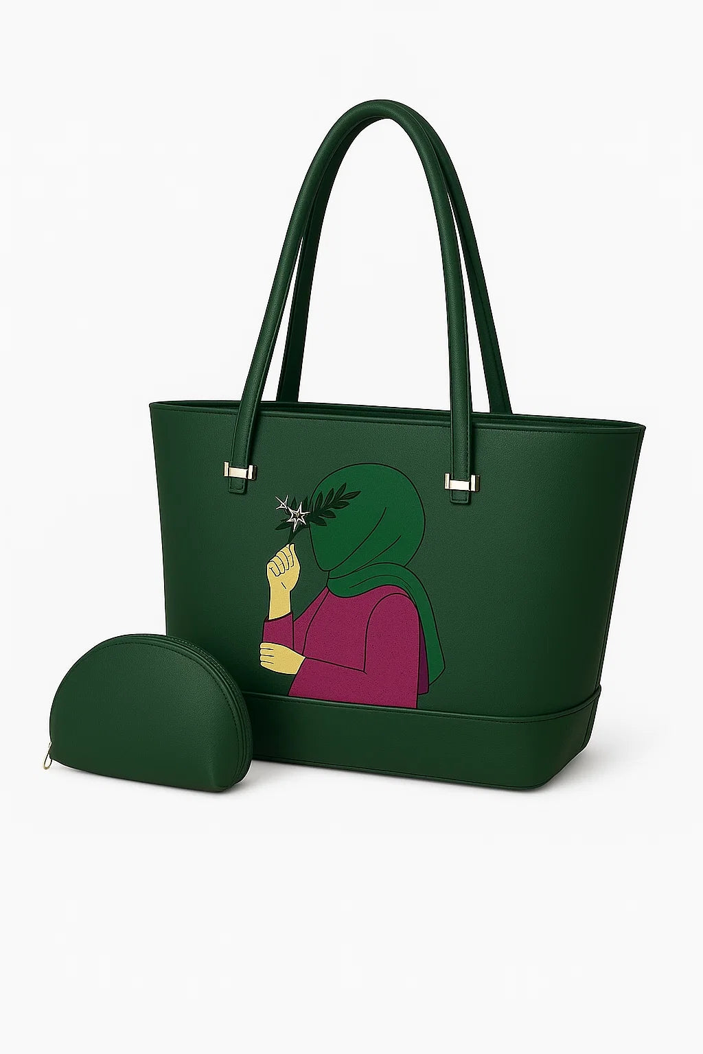 Hijab Girl Green Canvas Tote Bag BE-TB-009