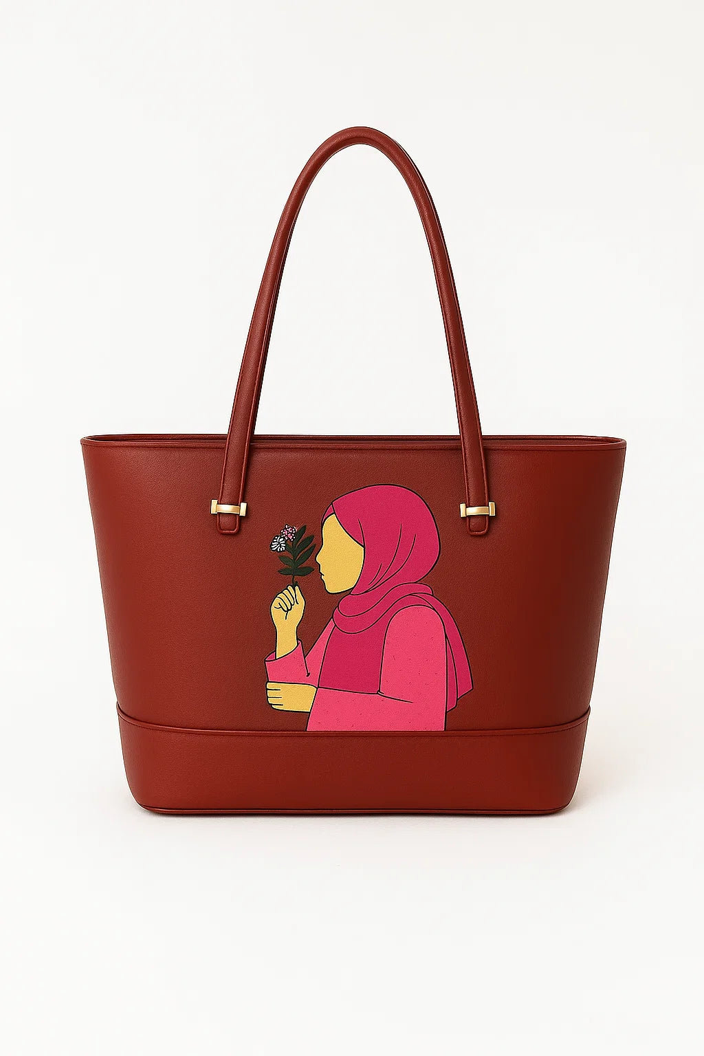 Hijab Girl Maroon Canvas Tote Bag BE-TB-009