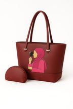 Hijab Girl Maroon Canvas Tote Bag BE-TB-009