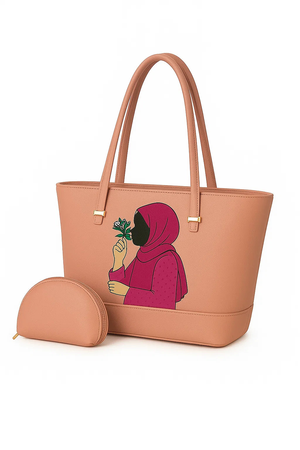 Hijab Girl Pink Canvas Tote Bag BE-TB-009